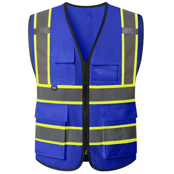 evershare Safety Vest with 5 Pockets & Zipper Reflective High Visibility Vest Class 2 Outdoor Workwear Meets ANSI/ISEA
