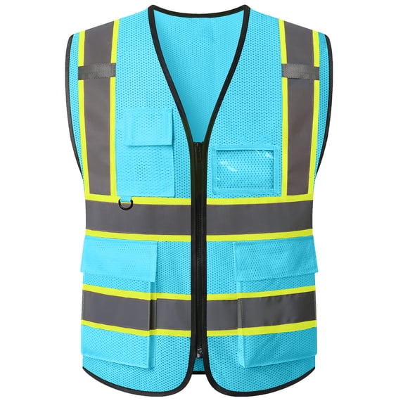 evershare Safety Vest with 5 Pockets & Zipper Reflective High Visibility Vest Class 2 Outdoor Workwear Meets ANSI/ISEA