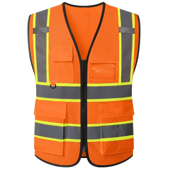 evershare Safety Vest with 5 Pockets & Zipper Reflective High Visibility Vest Class 2 Outdoor Workwear Meets ANSI/ISEA