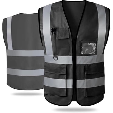 Gogo 9 Pockets High Visibility Zipper Front Safety Vest With Reflective Strips, Meets ANSI Standards