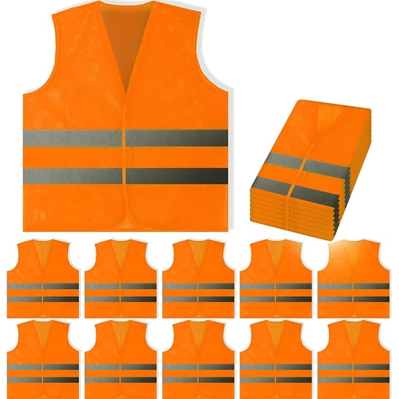 Safety Vests Bulk Pack - Reflective High Visibility, Men Women, Mesh (as1, numeric, numeric_10, regular, regular, Orange)