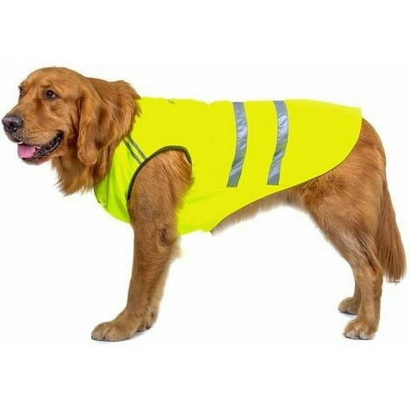 Safety Vests for Dogs Reflective Safety Jacket in Comfortable Fabric with Elasticated Collar Green Yellow 3XL (Back Length 50cm, Bust 60-70cm)