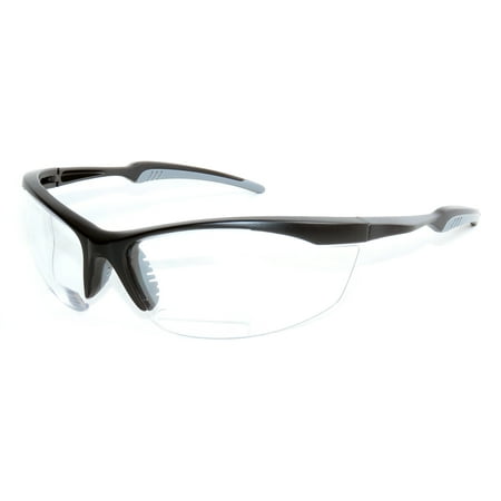 Safety Vu Bifocal Clear Polycarbonate Safety Glasses with +2.00 Magnifier