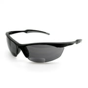 Safety Vu Bifocal Polarized Safety Glasses Black Frame with Gray Lens Tint +2.50 Magnifier.