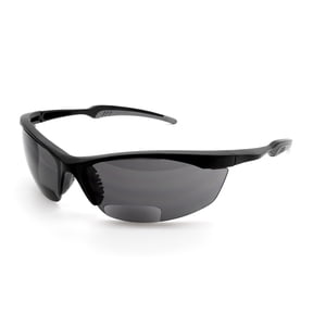 Safety Vu Bifocal Polarized Safety Glasses Black Frame with Gray Lens Tint +2.50 Magnifier.