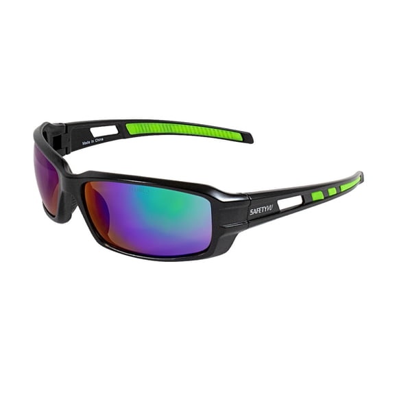 Safety Vu Outdoors Safety Glasses Protective Eyewear Full Frame Matte with Black-Green PC Lens