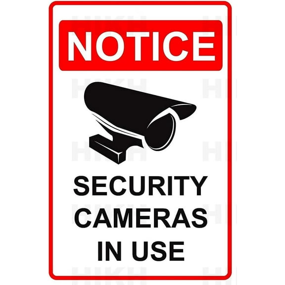 Safety Warning Signs Notice Security Cameras in Use Camera Surveillance Property Safety Alert Caution Metal Tin Sign Plate 12 X 8 Inches