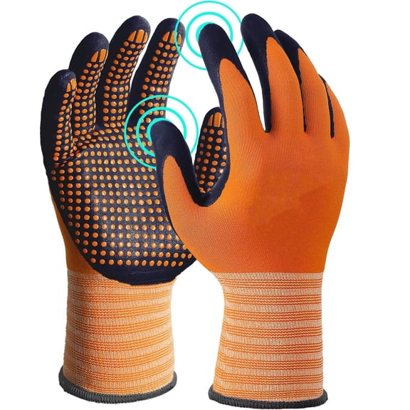 Safety Work Gloves Micro-Foam Nitrile Coated, Abrasion Resistant Nylon with Micro Dot Grip, Touchscreen, for General Use, Mechanic, Gardening