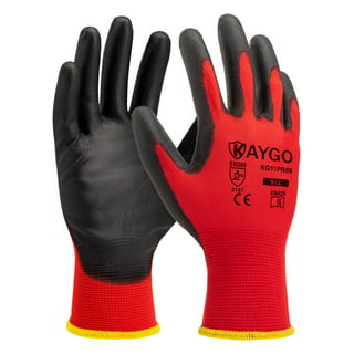KAYGO Safety Work Gloves PU Coated-12 Pairs, KG11PB, Seamless Knit Glove  with Polyurethane Coated Smooth Grip on Palm & Fingers, for Men and Women,  Ideal for General Duty Work (Large, Black) 