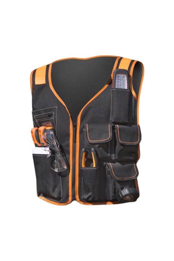 Safety Work Vest Tool Vest Maintenance Kit Multi-Pocket Vest Oxford Cloth Work Vest with Multi-Pockets Tool Holders