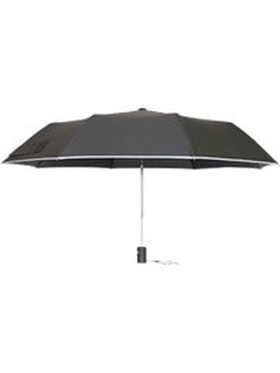 West Chester UMB340/OS Tri-Fold Umbrella - Black, 40 in., Pongee, Automatic Opening Umbrella with Fiberglass Ribs, Metal Shaft, Gray Trim