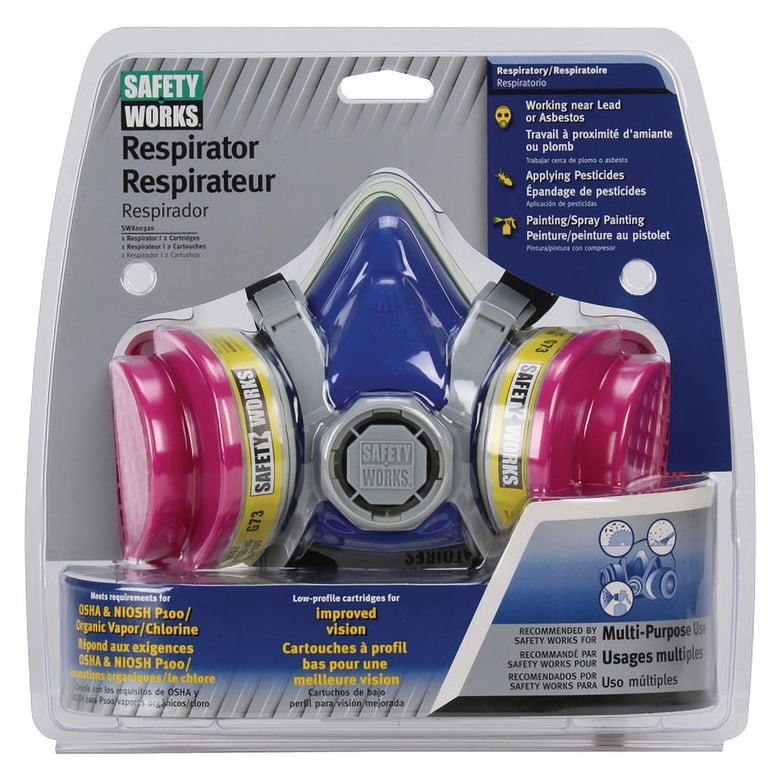 Safety Works Half-Mask P100 Multi-Purpose Respirator, Medium