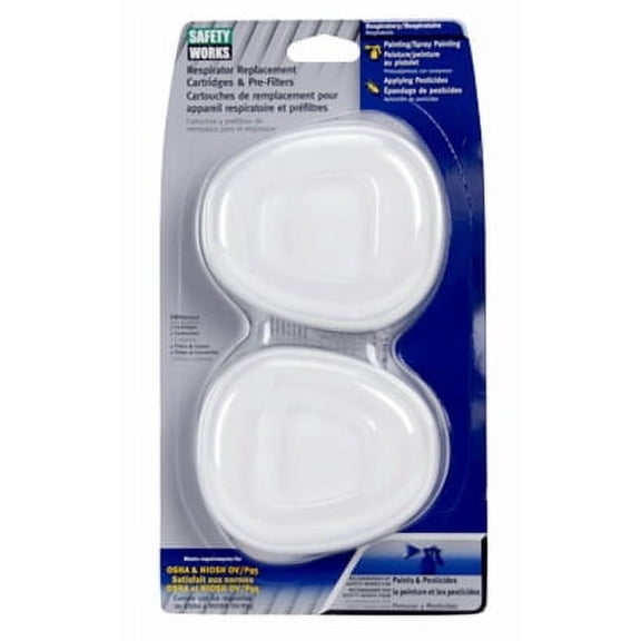 Safety Works Pair of P95 Paint & Pesticide Replacement Cartridge and Pre-Filters for SWX00318 Respirator