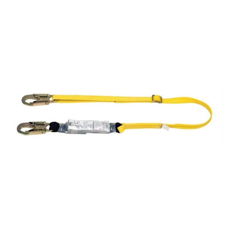 Safety Works Workman Unisex Polyester Shock Absorbing Lanyard Yellow 1 pc.