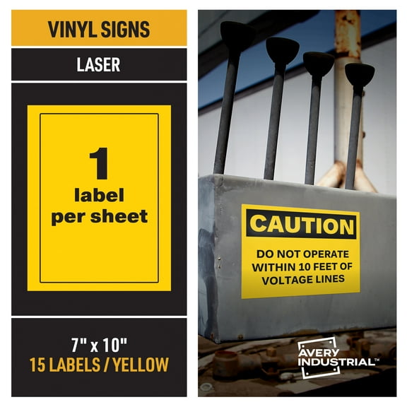 Safety Yellow Adhesive Vinyl Signs, 15ct, 7" x 10"