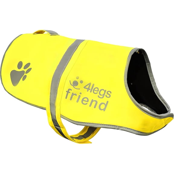 Safety Yellow Reflective Lightweight Fleece Vest with Leash Hole 5 Sizes - High Visibility Coat for Outdoor Activity Day and Night, Keep Your Dog Visible, Safe from Cars & Hunting Accidents