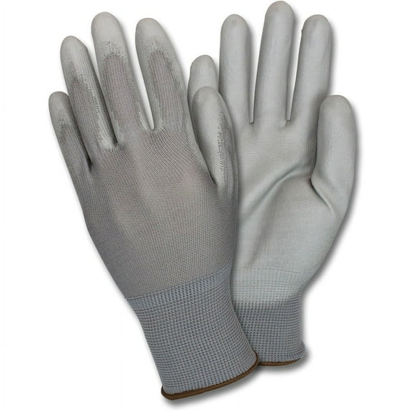 Safety Zone Poly Coated Knit Gloves - Polyurethane Coating - XXL Size - Gray - Knitted, Flexible, Comfortable, Breathable - For Industrial - 1 Dozen | Bundle of 2 Dozen