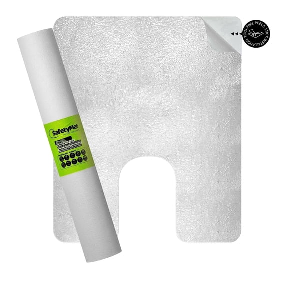 SafetyMat Invisible Toilet Mat  24 in x20 in Peel & Stick, Slip-Resistant & Waterproof Floor Protection