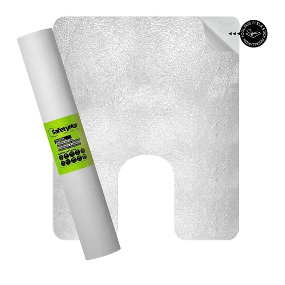 SafetyMat White Toilet Mat 24 in x20 in Peel & Stick, Slip-Resistant & Waterproof Floor Protection