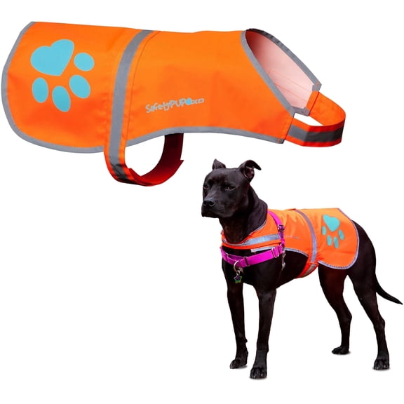 SafetyPUP XD Blaze Orange Reflective Dog Vest – Hi-Vis Safety Vest for Hunting & Outdoor Protection