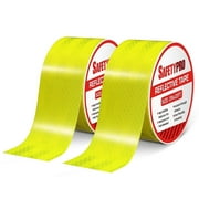 SafetyPro Reflective Tape 2-Pack with Squeegee Tool, 2 x 20ft Waterproof High-Intensity Yellow Conspicuity Tape for Vehicles, Trailers, Bikes, Helmets, Cargo