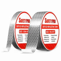 SafetyPro Silver Reflective Tape, DOT-C2 Outdoor High Viscosity Waterproof Safety Conspicuity Tape for Vehicles, Trailers, Boats, Clothes, Bikes, Helmets, Mailboxes, 2 Pack, 1” x 15ft & 1/2” x 15ft