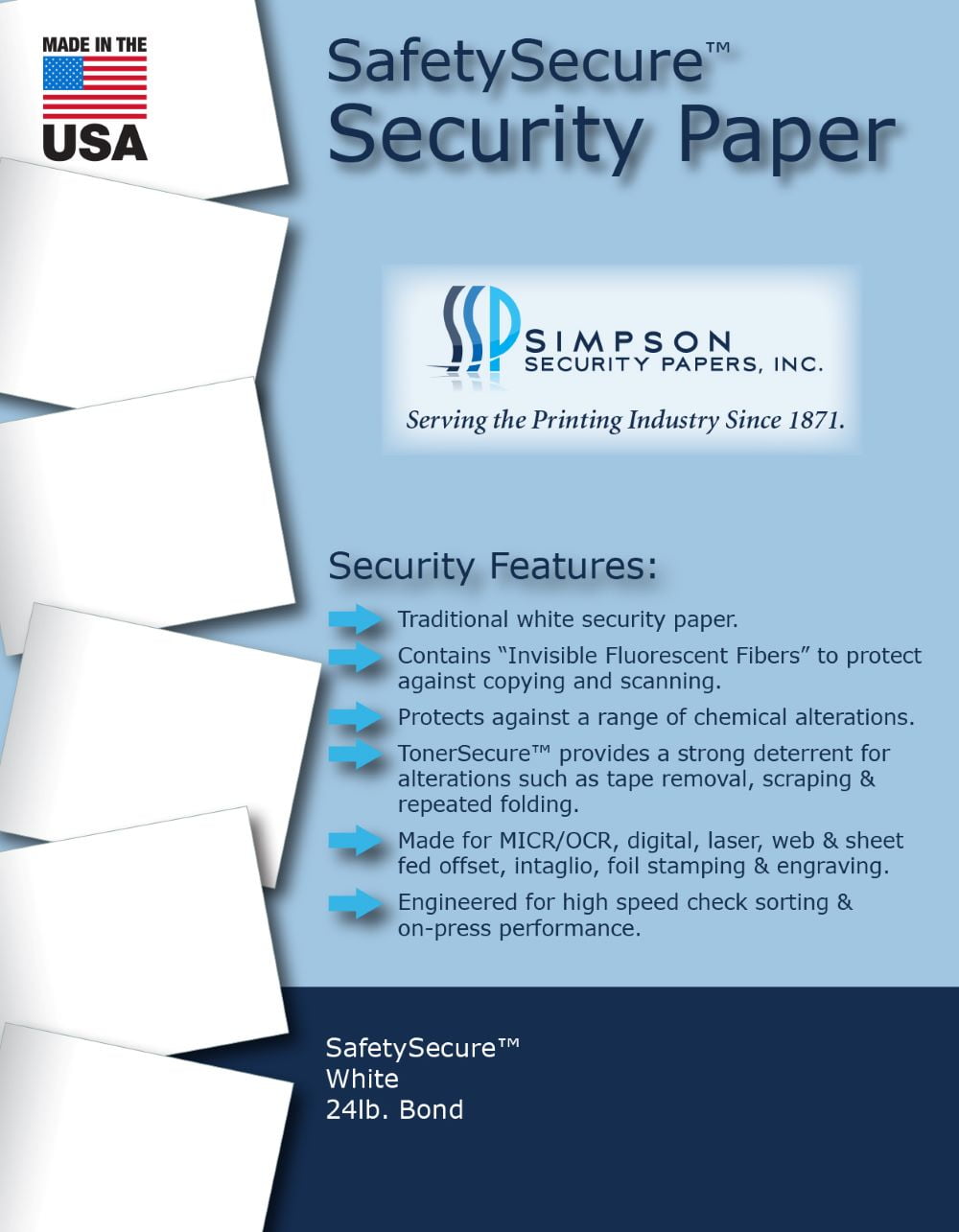 SafetySecure White Security Paper 8.5 x 11, 500 Sheets by Simpson ...