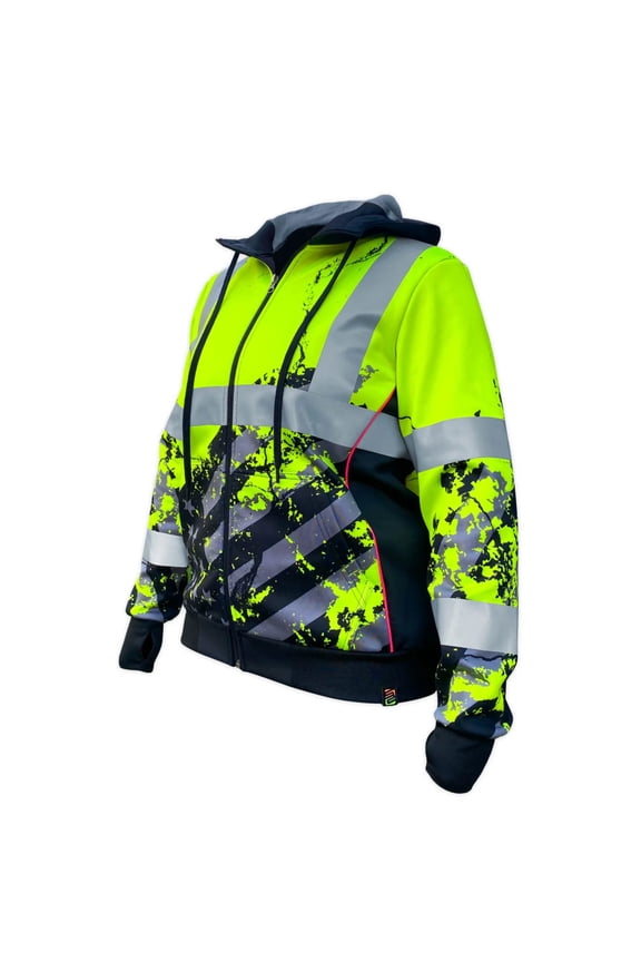 American Grit Hi Vis Hoodie for Women - Heavy-Duty Polyester with Soft Combed Fleece Interior - Class 3 Type R - Meets ANSI/ISEA 107-2015 - Yellow - Medium