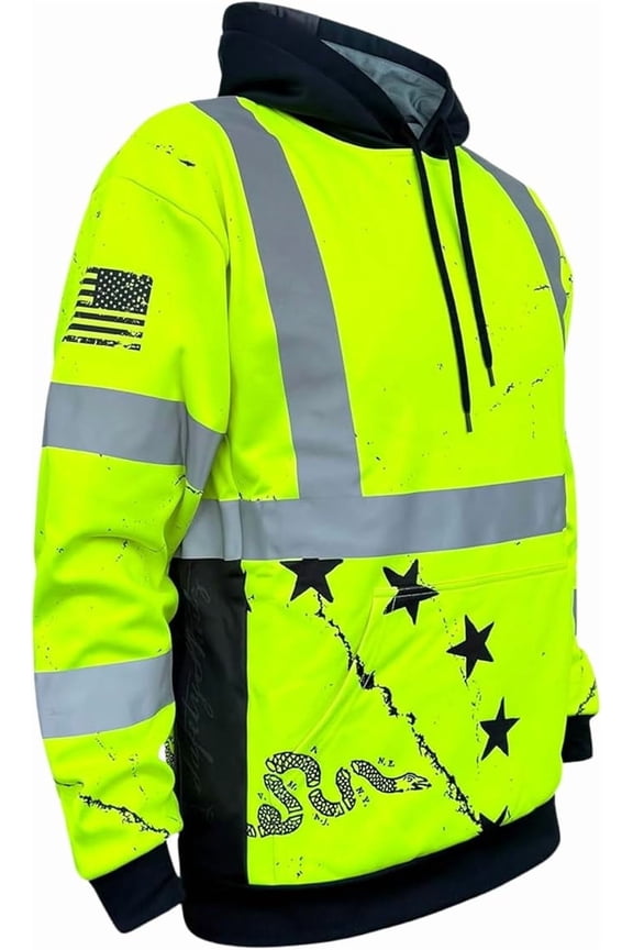 Men's SS360 1776 Betsy Ross - Class 3 - Type-R - Safety Hoodie, Yellow - Medium