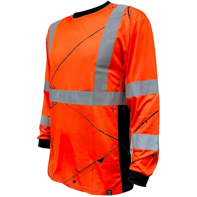SafetyShirtz Men's SS360 Daybreak - Class 3 - Type-R - Reflective Safety Long Sleeve Tee, Orange - Small