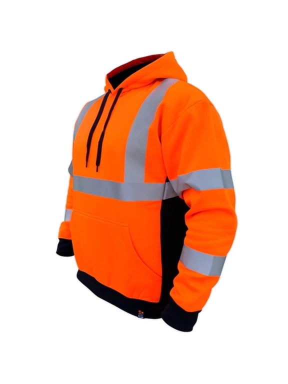 SS360º Basic Hi Vis Hoodie for Men - Heavy-Duty Polyester with Soft Combed Fleece Interior - Class 3 Type R - Meets ANSI/ISEA 107-2015, Orange - Medium