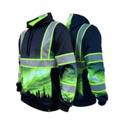 SafetyShirtz SS360  Northern Lights Hi Vis Hoodie for Men - Heavy-Duty Polyester with Soft Combed Fleece Interior - Type-O - Meets ANSI/ISEA 107-2020, Black - X-Large