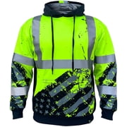 SafetyShirtz SS360  American Grit Hi Vis Hoodie for Men - Heavy-Duty Polyester with Soft Combed Fleece Interior - Class 3 Type R - Meets ANSI/ISEA 107-2020, Yellow - X-Large