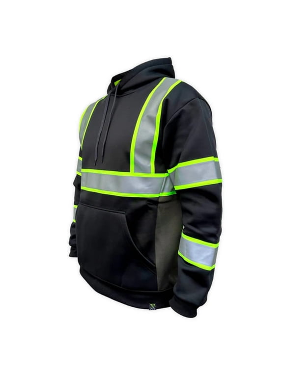 SS360º Stealth Basic Hi Vis Hoodie for Men - Heavy-Duty Polyester with Soft Combed Fleece Interior - Type-O - Meets ANSI/ISEA 107-2020, Black - Medium