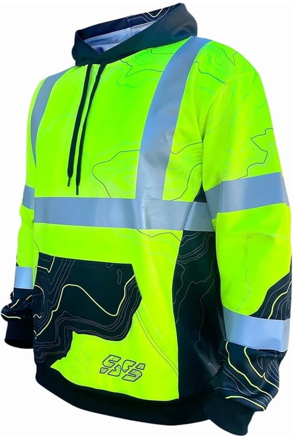 SS360º Topo Hi Vis Hoodie for Men - Heavy-Duty Polyester with Soft Combed Fleece Interior - Class 3 Type R - Meets ANSI/ISEA 107-2015, Yellow - X-Large