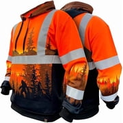 SafetyShirtz SS360 Wildland Sasquatch Hi Vis Hoodie for Men - Heavy-Duty Polyester with Soft Combed Fleece Interior - Class 3 Type R, Orange - 4X-Large