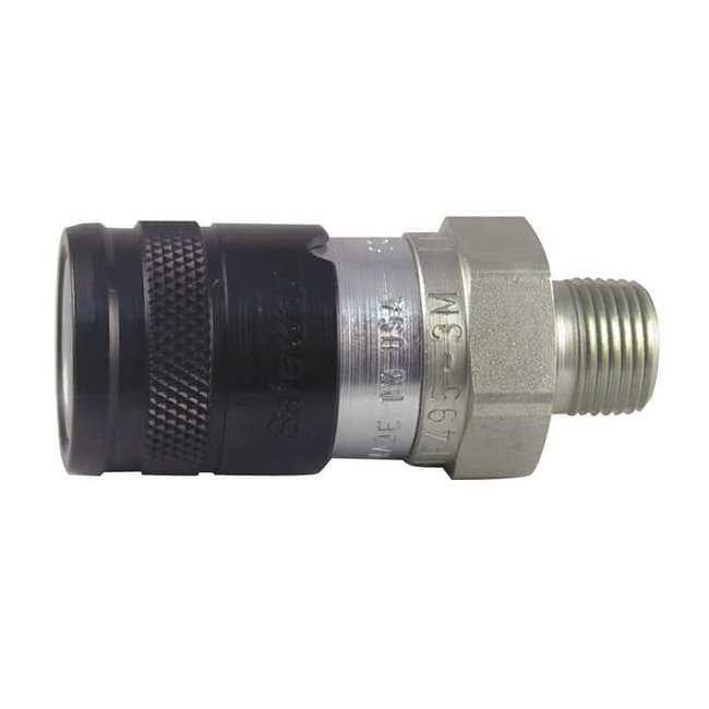 Hydraulic Quick Connect Hose Coupling, Steel Body, Push-to-Connect Lock, 3/8"-18 Thread Size