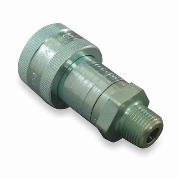 Hydraulic Quick Connect Hose Coupling, Steel Body, Thread-to-Connect Lock, 3/8"-18 Thread Size