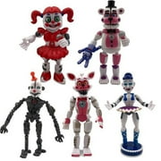 Safeydaddy 5Pcs / Set Five Nights At Freddy's Game FNAF Figure Funtime Freddy Foxy Sister Location Lightening Movable Action Figures Gift Toys