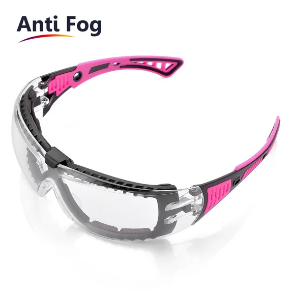 Safeyear Pink Safety Glasses Work Goggles Women Girl Female Anti Fog Head Strap