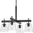 thumbnail image 1 of Saffert Collection Four-Light New Traditional Matte Black Clear Glass Chandelier Light, 1 of 2