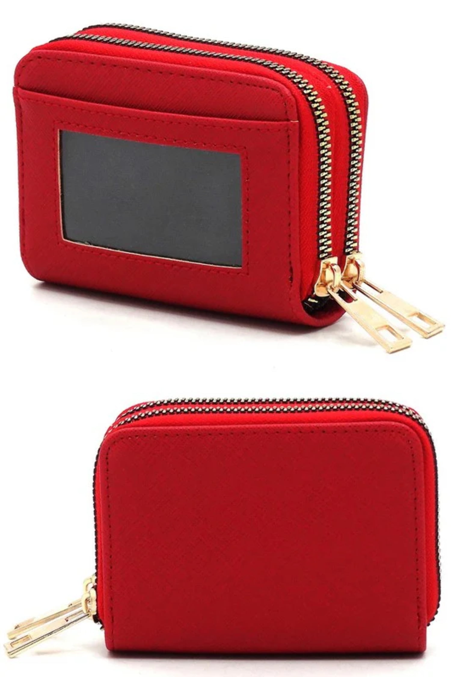 ショルダーバッグ・ポシェット ^MUCENT^ Round l Logo Saffiano Accordion Wallet 2 Colors Saffiano Accordion Card Holder Double Zip Wallet - Walmart.com