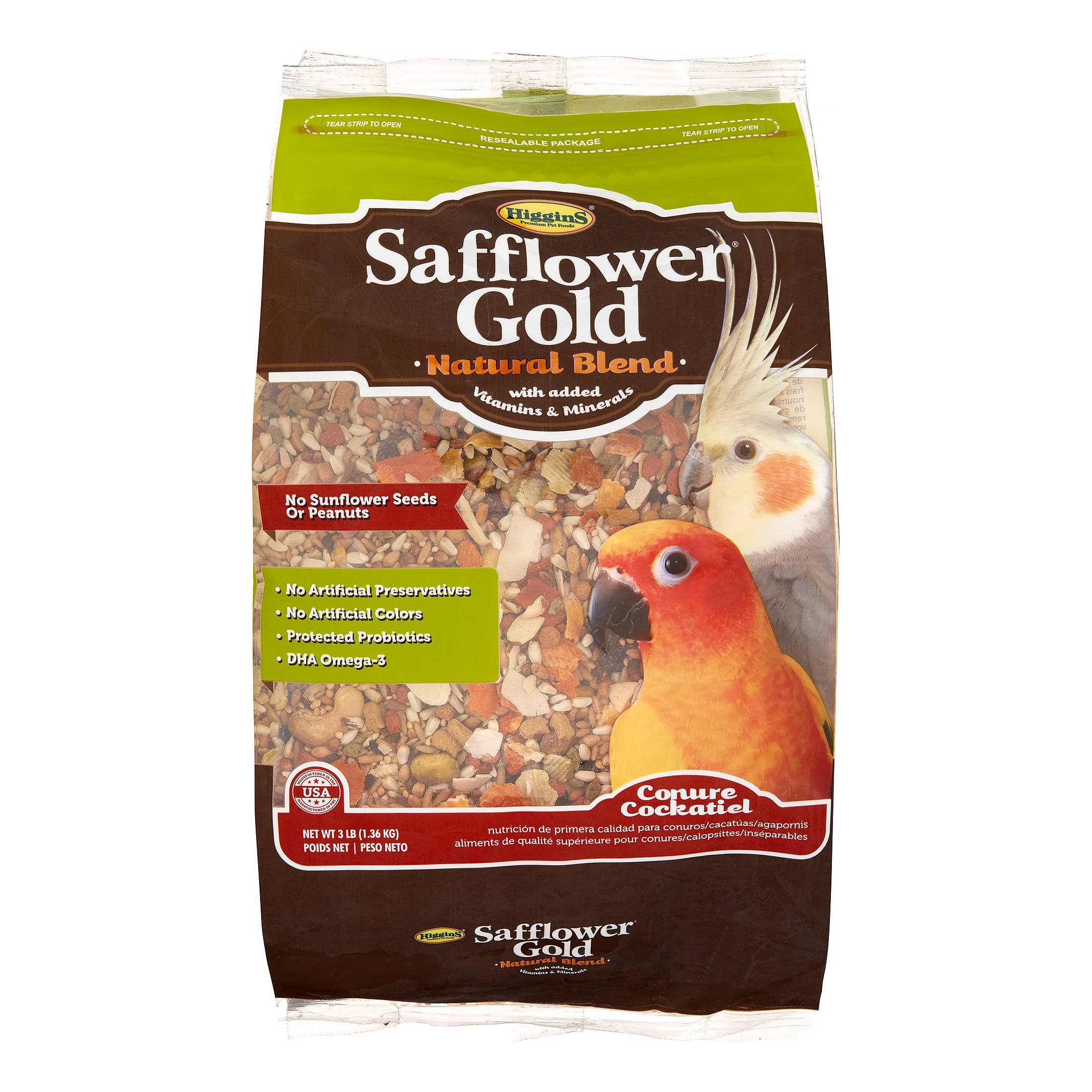 HIGGINS PREMIUM PET FOODS Safflower Gold Small Hookbill Bird Food 3lb Multi-Colored