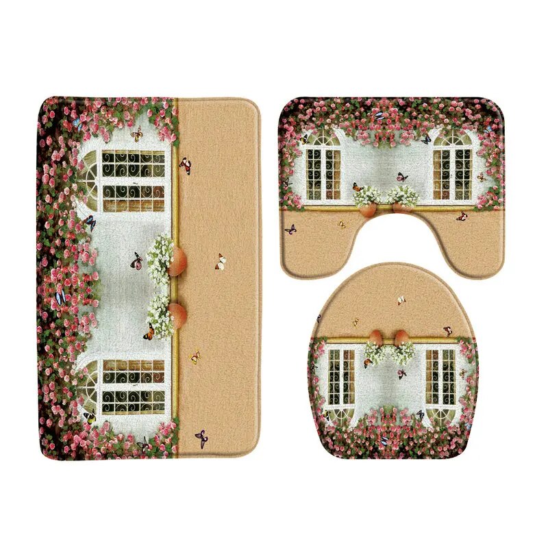 Safflower Green Leaves Bath Mat Plant Landscape AntiSlip Shower Water