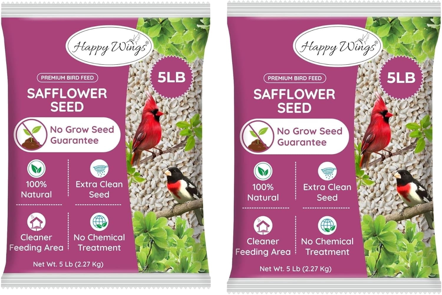 Safflower Seeds Wild Bird Food - 5 Pounds (Pack of 2)I No Grow Seed I Bird seed for Finches and other wild birds, Dry