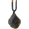 thumbnail image 1 of Saffordite Cintamani Stone Necklace,Genuine Arizona Obsidian Tektite Raw Crystals,Irregular Shape, 1 of 7