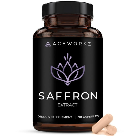 Organic Saffron Supplement - 100% Pure Saffron Extract Capsules - Supports Weight Management, Craving Control & Eye Health - Boost Energy & Mood - BioPerine® for Max Absorption – 90 Capsules