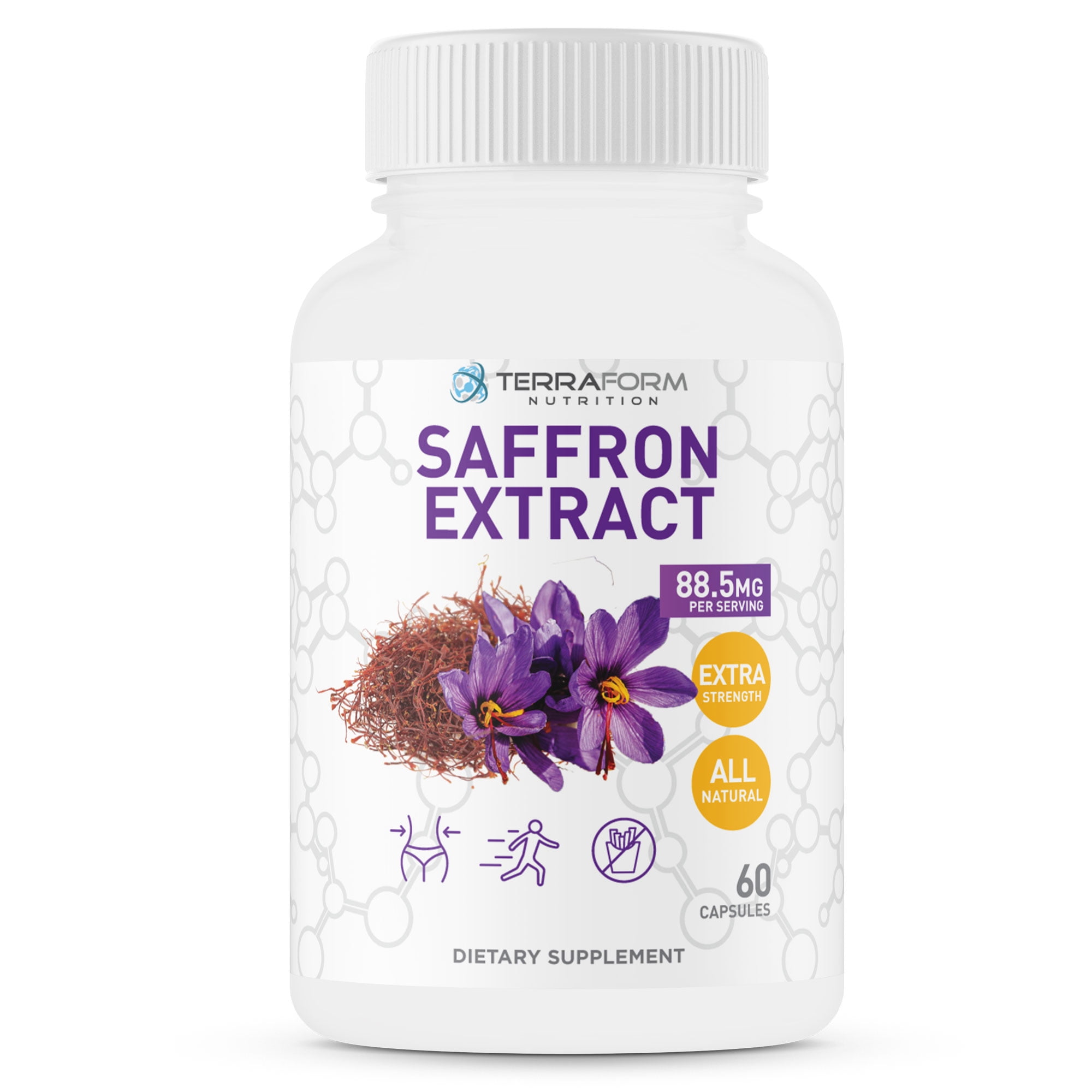 Saffron Extract Pills  Natural Appetite Suppressant Supplement, Healthy Weight Loss  88.5mg  Made in USA  1 Month