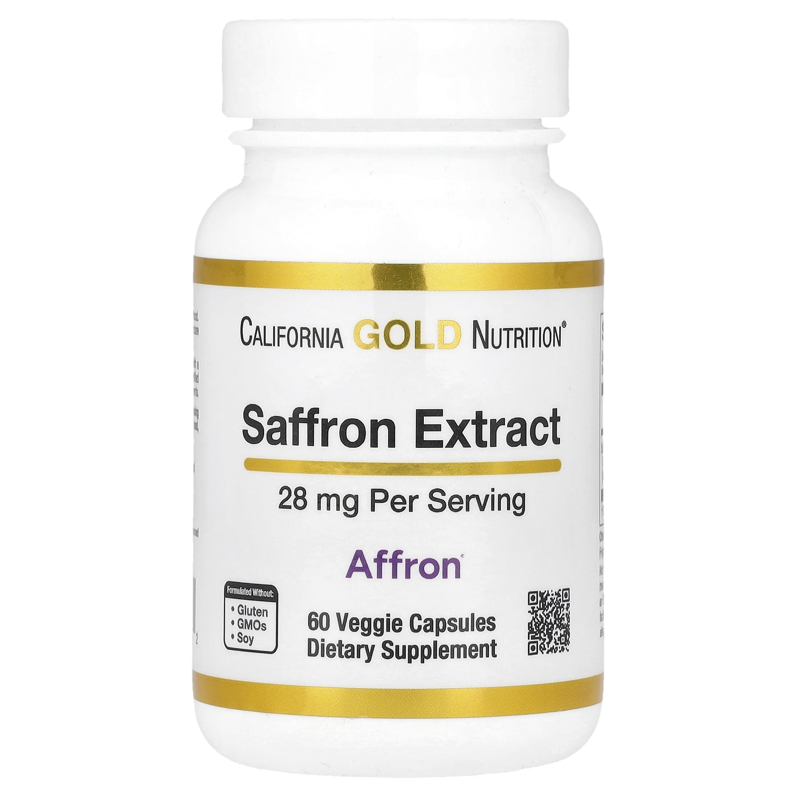 California Gold Nutrition Saffron Extract with Affron, 28 mg, 60 Veggie Capsules