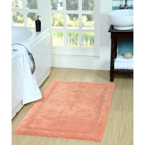 Saffron Fabs Bath Rug 100% Soft Cotton 180 GSF Solid Color, Textured Border, Pattern Regency